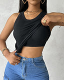 ChicMe Built in Bra Ribbed Round Neck Tank Top