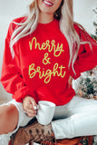 Red Merry & Bright Printed Christmas Pullover Sweatshirt