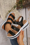 Black Hollow Out Buckle PU Leather Platform Sandals