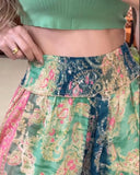 Floral Print High Waist Shirred Waist Pants Casual Wide Leg Pants