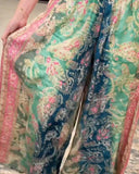 Floral Print High Waist Shirred Waist Pants Casual Wide Leg Pants