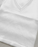 V Neck Short Sleeve Ribbed T Shirt Casual Slim Fit Top