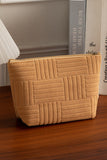 Camel Textured Woven Pattern Zipper Cosmetic Bag