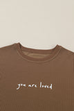 Khaki You Are Loved Print Corduroy Sweatshirt