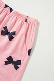 Pink Bow Printed Short 2pcs Lounge Set