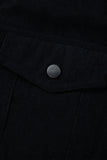 Black Fleece Lined Button-up Collared Corduroy Crop Jacket