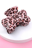 Pink Leopard Print Bow Knot Shape Hair Claw Clip