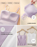 Spaghetti Strap Built in Bra Slim Fit Tank Top Sexy Back Criss Cross Workout Camisole Tops
