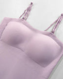 Spaghetti Strap Built in Bra Slim Fit Tank Top Sexy Back Criss Cross Workout Camisole Tops