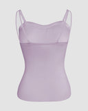 Spaghetti Strap Built in Bra Slim Fit Tank Top Sexy Back Criss Cross Workout Camisole Tops