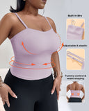 Spaghetti Strap Built in Bra Slim Fit Tank Top Sexy Back Criss Cross Workout Camisole Tops