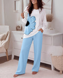 Floral Print Long Sleeve Top and Causal Pants Set