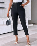 High Waist Cropped Work Pants