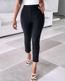 High Waist Cropped Work Pants