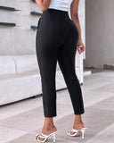 High Waist Cropped Work Pants