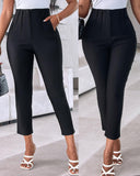 High Waist Cropped Work Pants