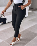 High Waist Cropped Work Pants