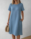 Pocket Design Waffle Knit Casual Dress