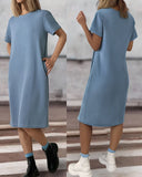 Pocket Design Waffle Knit Casual Dress