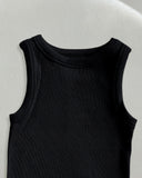 Round Neck Sleeveless Ribbed Bodysuit Casual Slim Fit Tank Top