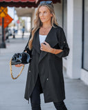 Roll Tab Sleeve Drawstring Trench Coat