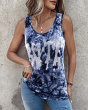 Tie Dye Print Sun Rhinestone Tank Top