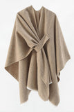 Light French Beige Solid Wrap Cross Front Large Warm Shawl