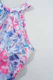 Sky Blue Floral Printed Sleeveless O Neck Knot Waist Maxi Dress