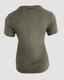 V Neck Short Sleeve Ribbed T Shirt Casual Slim Fit Top