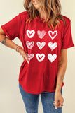 Red Diverse Heart Printed Crewneck Valentines Tee