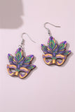 Meadow Mauve Mardi Gras Mask Dangle Hook Earrings