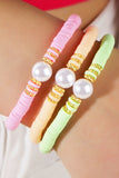 Light Pink Bohemian Style Beaded Stretch Bracelet