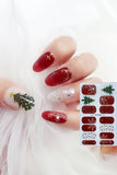 Racing Red Christmas Tree Snowflake Rhinestone Gel Nail Stickers