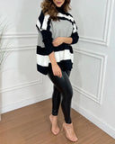 Striped High Neck Long Sleeve Causal Sweater