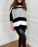 Striped High Neck Long Sleeve Causal Sweater