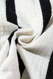 Black Stripe Crinckled Ruffled Sleeve Button up Loose Shirt