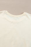 Apricot Christmas Tinsel Star Side Slits Colorblock Sweatshirt