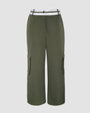 Colorblock Waist Pocket Design Active Pants Casual Straight Leg Cargo Pants
