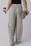 Medium Grey Central Seam Wide Leg High Waist Knit Casual Pants