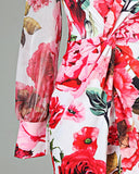 Mesh Puff Lantern Sleeve Twisted Floral Print Dress