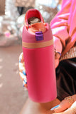 Strawberry Pink Insulated Stainless Steel Tumbler with Carry Loop 16oz