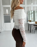 Lace Off the Shoulder Slim Fit Sleeveless Casual Top