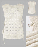 Round Neck Sleeveless Hollow out Crochet Sweater