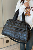 Black Quilted Puffy Large Capacity Waterproof Duffel Bag