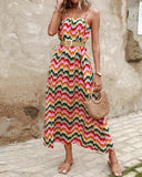 Rainbow Chevron Print Cami Maxi Dress