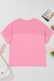 Bonbon Corded Patchwork Pocketed Plus Size T Shirt