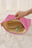 Bright Pink Valentines Fashion Bow Print Ribbed Storage Bag