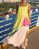 Floral Print Spaghetti Strap Slit Maxi Dress Casual Ombre Flowy Vacation Dress