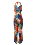 Baroque Leopard Print Halter Jumpsuit