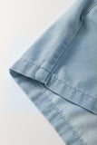 Beau Blue Washed Chambray Drawstring Elastic Waist Plus Size Shorts